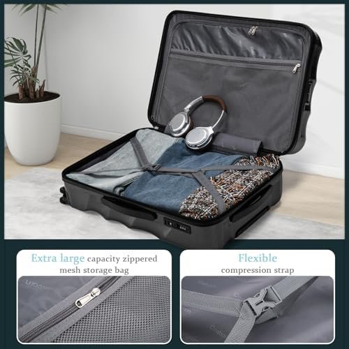 Carry On Luggage 22x14x9 Airline Approved,ABS+PC Hardside Luggage with Spinner W... - Image 8