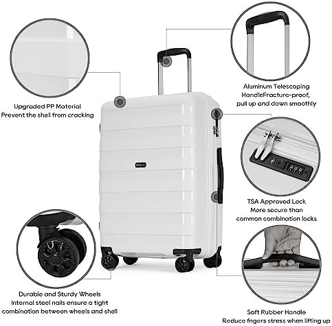 PP material Expandable Carry On Luggage Airline Approved, 20 Inch Hardside Carry... - Image 3
