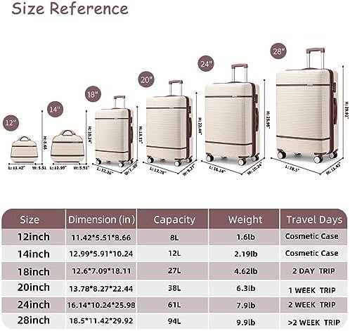 Luggage Sets 6 Piece with two Cosmetic Case, Expandable(Only 28 & 24") Hardside ... - Image 6