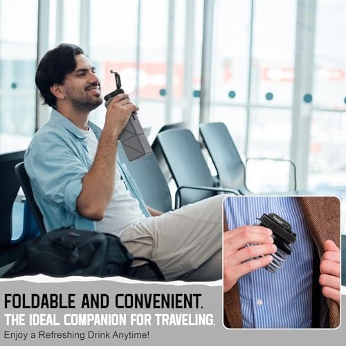 Collapsible Water Bottles,BPA-Free Silicone Foldable Water Bottle with Straw Str... - Image 5