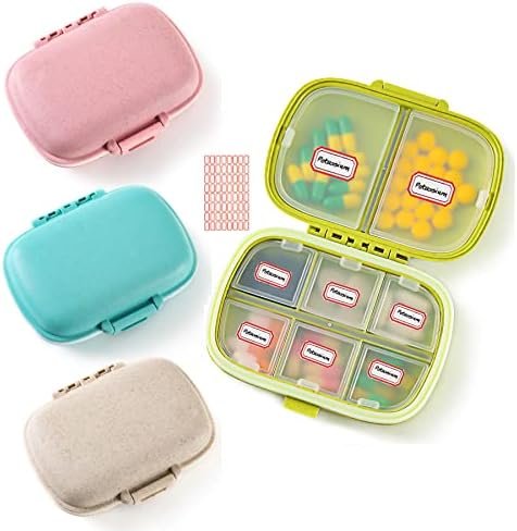 4 Pack Pill Organizer, Daily Pill Case with Label, 8 Compartment Travel Pill Box... - Image 2