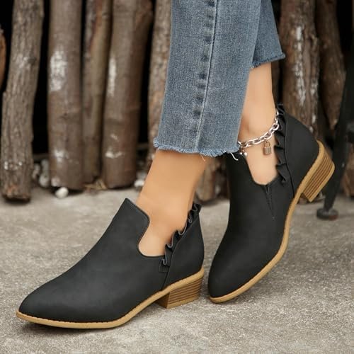 Cathalem Ankle Boots for Women, Womens Fall Cutout Booties Ankle Heels Low Stack... - Image 4