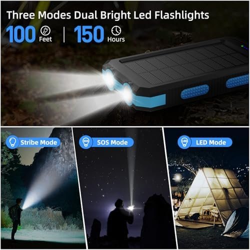 Solar Charger, 38800mAh Power Bank, Portable Charger Fast Charger Dual USB Port ... - Image 5