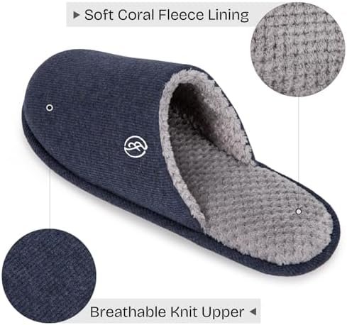 EverFoams Men's Cotton Knit Slippers Lightweight Memory Foam Indoor House Shoes ... - Image 4