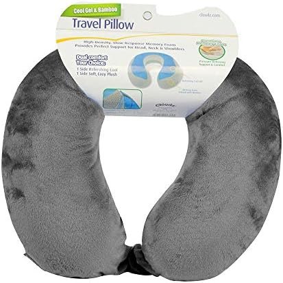 Cloudz Cool Gel Memory Foam Travel Neck Pillow - Grey - Image 3