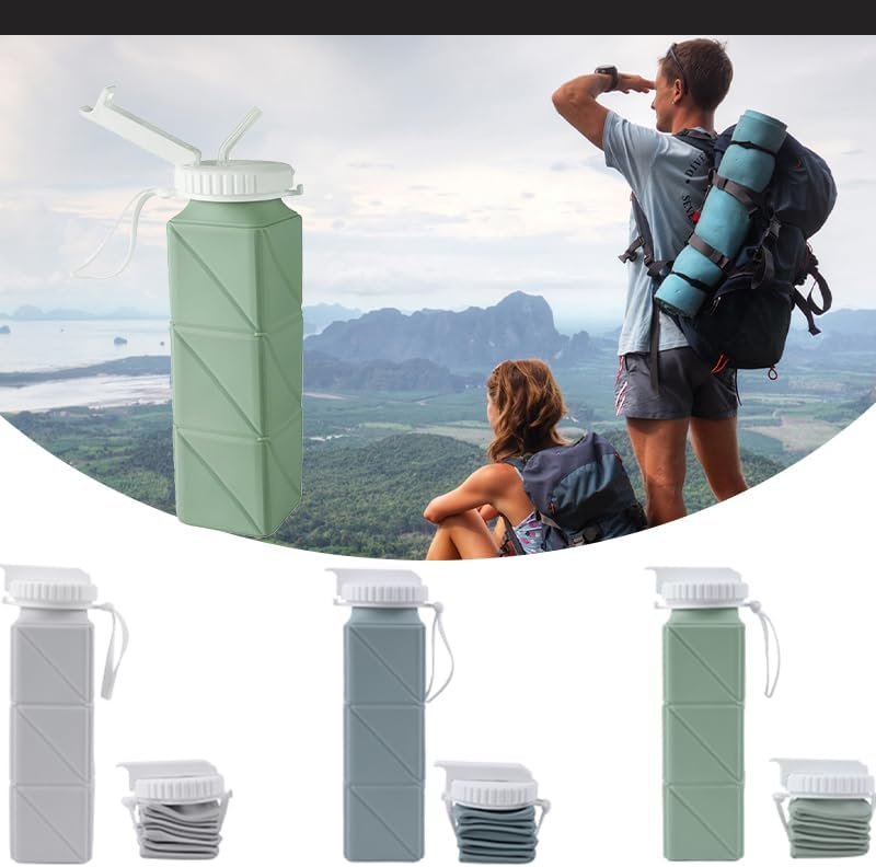 Collapsible Water Bottles, Food Grade BPA Free Silicone Foldable Travel Water Bo... - Image 7