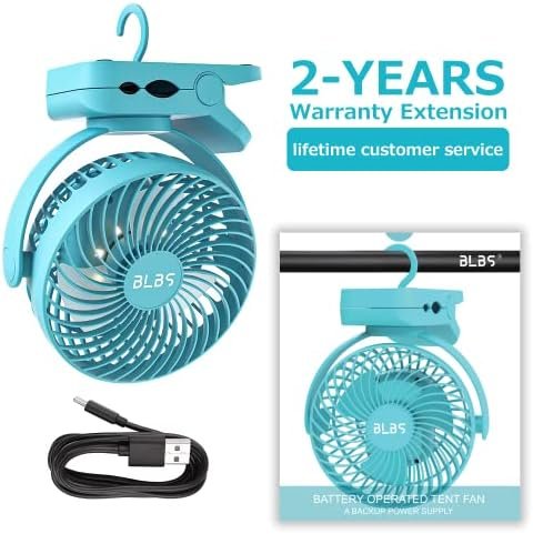 Camping Fan with LED Light - 12000mAh 65Hrs Battery Powered, Portable Rechargeab... - Image 9
