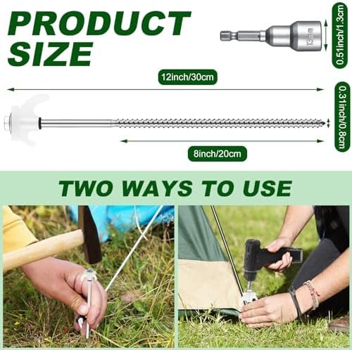 JaGely 20 Pcs 12 Inch Tent Stakes Heavy Duty Grow in The Dark Tent Stakes Metal ... - Image 3