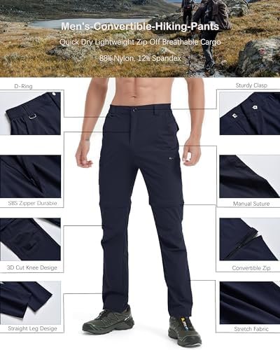 Men's Hiking Convertible Zip Off Pants Outdoor Waterproof Quick Dry Lightweight ... - Image 5