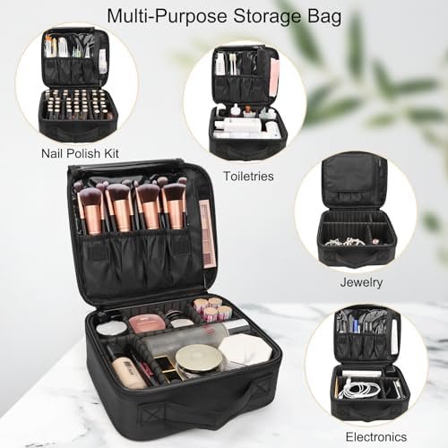 Relavel Travel Makeup Train Case Makeup Cosmetic Case Organizer Portable Artist ... - Image 8