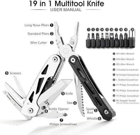 THE FRONT Multitool 19 in 1 Multitools Pliers with Detachable Scissors, Survival... - Image 3