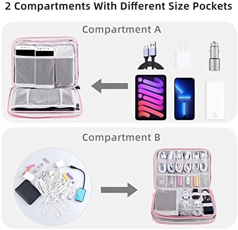 Electronic Organizer Travel Case, Travel Cable Bag, Water Resistant, Double Laye... - Image 3