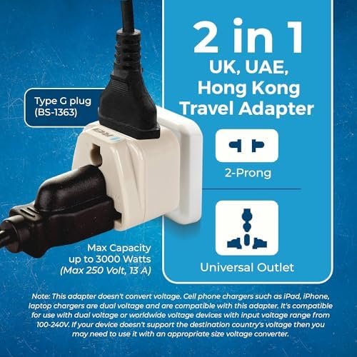 OREI USA to UK, UAE, Hong Kong & More (Type G) Travel Adapter Plug - 2 in 1 - CE... - Image 8