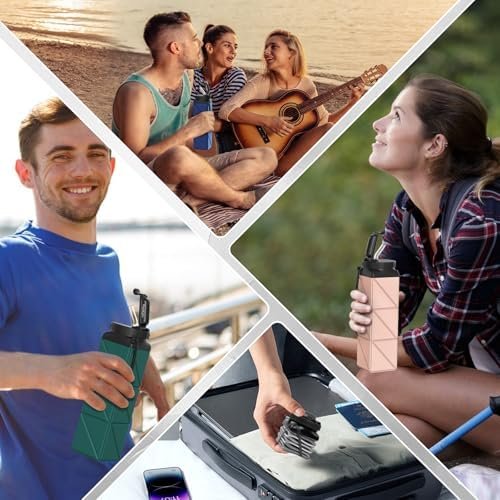 Collapsible Water Bottles,BPA-Free Silicone Foldable Water Bottle with Straw Str... - Image 7