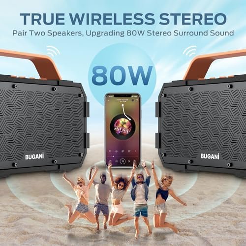 BUGANI Bluetooth Speakers, 40W Loud Portable Bluetooth Speaker with Stereo Sound... - Image 5