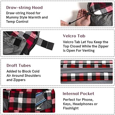 Coastrail Outdoor Sleeping Bag for Adults, XL THREE-ZONE Thickened Design Warm a... - Image 4