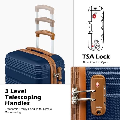 LONG VACATION Luggage Set 20 IN Carry on Suitcase ABS Handshell Luggage 3 Piece ... - Image 3