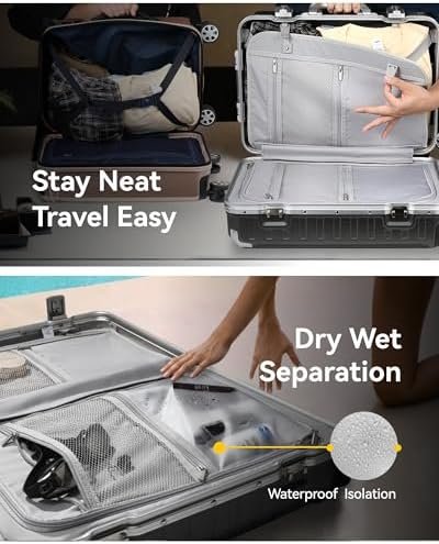 LUGGEX Luggage Sets 2 Piece with Aluminum Frame, Polycarbonate Zipperless Carry ... - Image 6