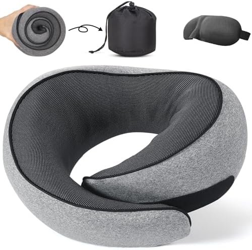 NOCRLG Travel Pillow, Travel Neck Pillow for Airplanes Car, 100% Pure Memory Foa... - Image 2