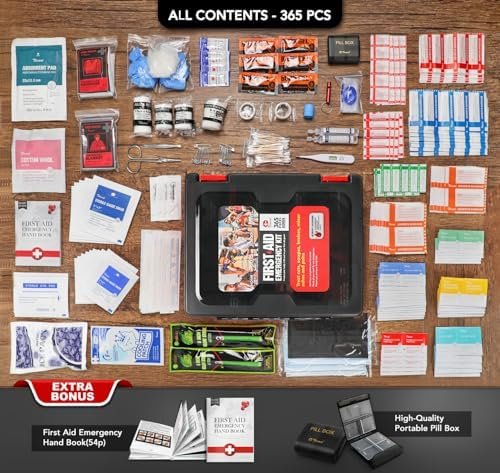 365 Piece First Aid Kit, Well-Organized Durable Hard Case, Wall-Mountable Trauma... - Image 6