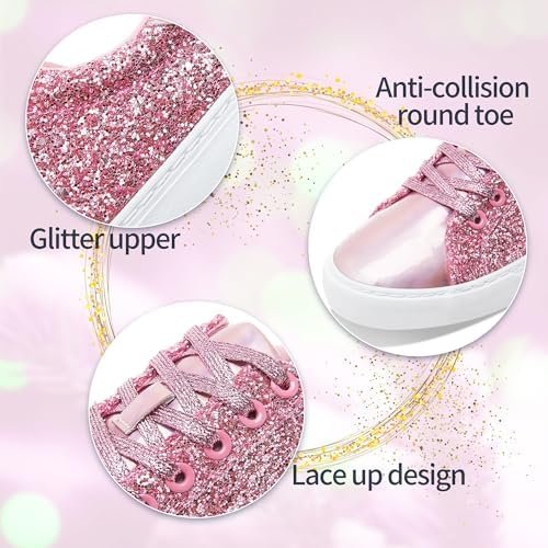 AISFAES Women Glitter Sneakers Sparkly Low Top Sequins Sneakers Lace Up Tennis S... - Image 5