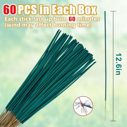 Mosquito Repellent Incense Sticks 60 Pcs, Citronella Repellent Incense Stick Out... - Image 3