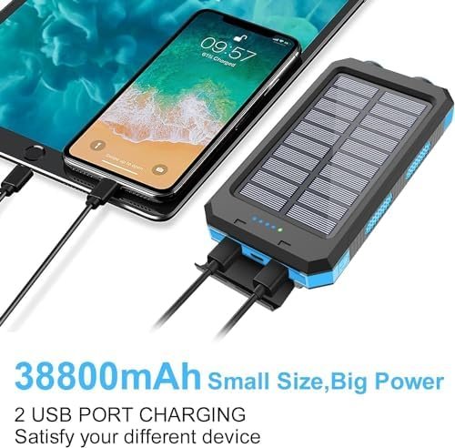 Solar Charger Power Bank, 38800mAh Portable Charger Fast Charger Dual USB Port B... - Image 3