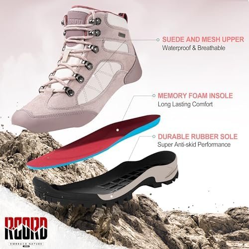 R CORD Womens Hiking Boots Breathable Hiking Boots Womens Waterproof Ankle Suppo... - Image 6