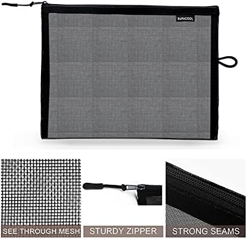 SUPACOOL Set of 4 Black Travel Mesh Cosmetic Makeup Organizer Bags with Zipper d... - Image 8