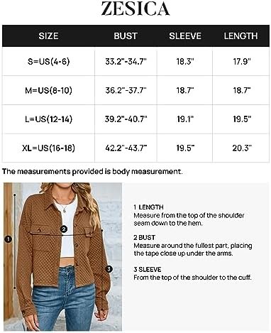 ZESICA Women's Fall Casual Shacket Jackets 2024 Long Sleeve Button Down Lightwei... - Image 7