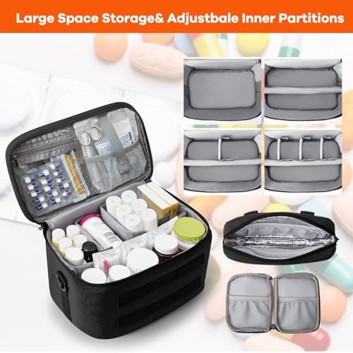 Medicine Organizer Bag, Family First Aid Bag Empty, Medical Bottle Storage Bag f... - Image 4