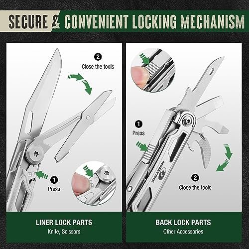 Mossy Oak 12-in-1 Multitool Pocket Knife with Pouch, Stainless Steel Multitool K... - Image 4