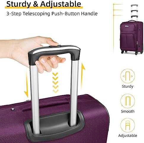 LARVENDER Luggage Sets 5 Piece Softside Expandable Suitcases Set with Spinner Wh... - Image 10