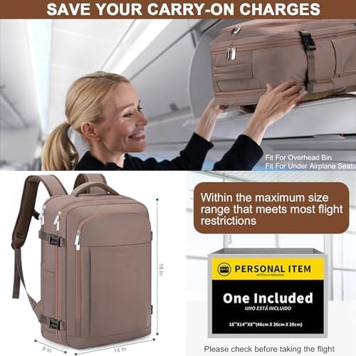 RDTGO Travel Backpack For Women, 40L Carry-On Backpack, Airline Approved Persona... - Image 4