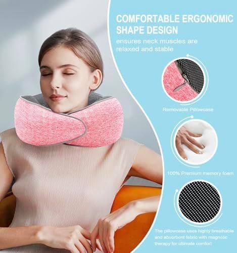 Travel Neck Pillow, Memory Foam Airplane Neck Pillow with 360 Degree Comfort and... - Image 5