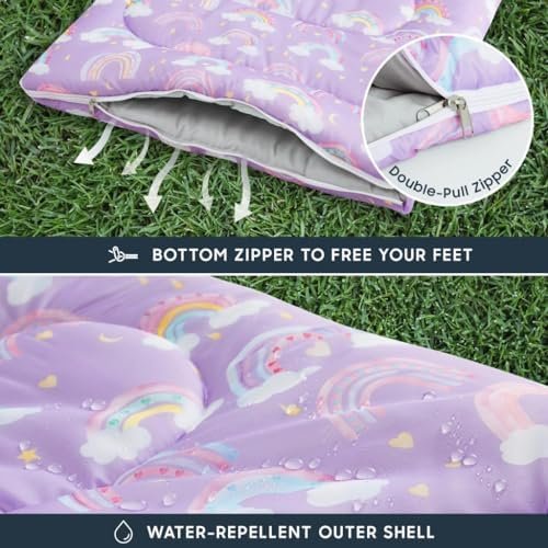 Wake In Cloud - Kids Sleeping Bag for Girls Boys Toddlers, Camping in Warm Cold ... - Image 7