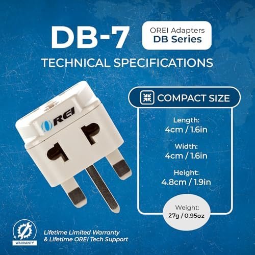 OREI USA to UK, UAE, Hong Kong & More (Type G) Travel Adapter Plug - 2 in 1 - CE... - Image 7