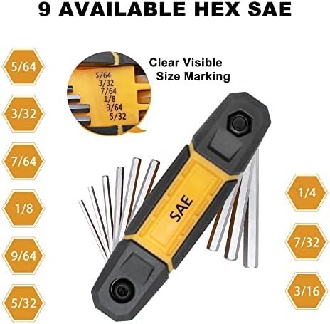 MULWARK 17pcs Folding Allen Wrench Set | Metric & Standard SAE - Key Tool 2 Pack... - Image 4