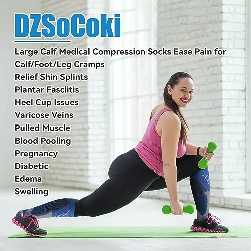 Wide Calf Compression Socks for Women Men,Large Plus Size Compression Socks Supp... - Image 5