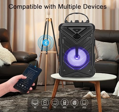 Portable Bluetooth Speaker, RGB Multi-Colors Rhythm Lights, Up to 8H Playtime, I... - Image 4