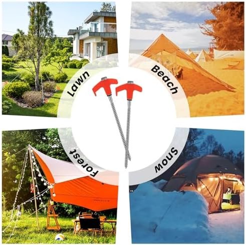 8" Screw in Tent Stakes 8PCS - Ground Anchors Screw in, Screw in Tent Stakes Hea... - Image 5