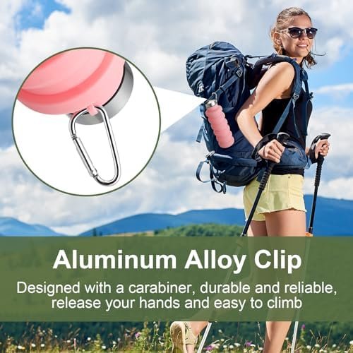 8 Pcs Collapsible Water Bottles 17oz 500ml Silicone Foldable Water Bottle with C... - Image 4
