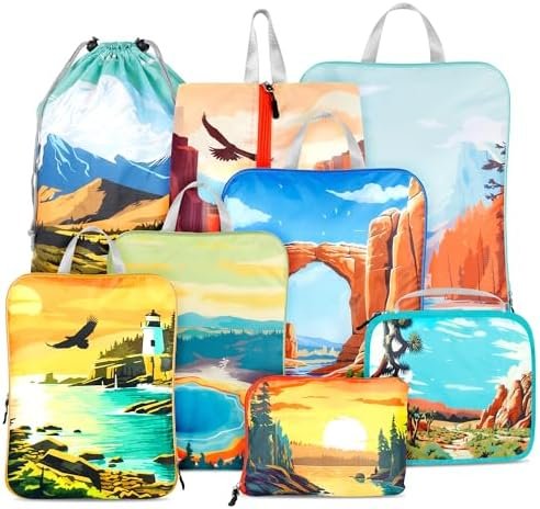 Compression Packing Cubes for Travel - Extra Large 8 Set Suitcases Organizers Ba... - Image 2