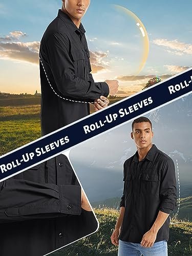 TACVASEN Men's Tactical Shirts Quick Dry UV Protection Breathable Long Sleeve Hi... - Image 5