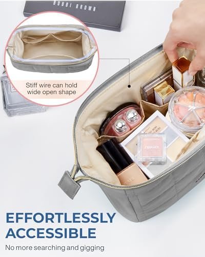 BAGSMART Makeup Bag Travel Cosmetic Bag, Puffy Padded Make Up Bags for Women Mak... - Image 5