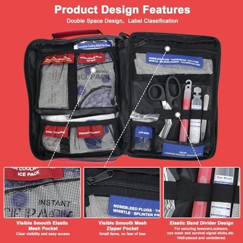 Home-Car-First-Aid-Kit-Camping-Essentials-Empty Bag, Labelled, Double Layer, Lar... - Image 6