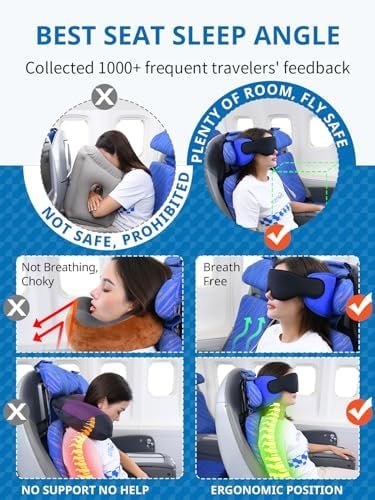 Travel Pillows for Airplanes, Airplane Pillow with Sleeping Eye Mask, Travel Nec... - Image 4
