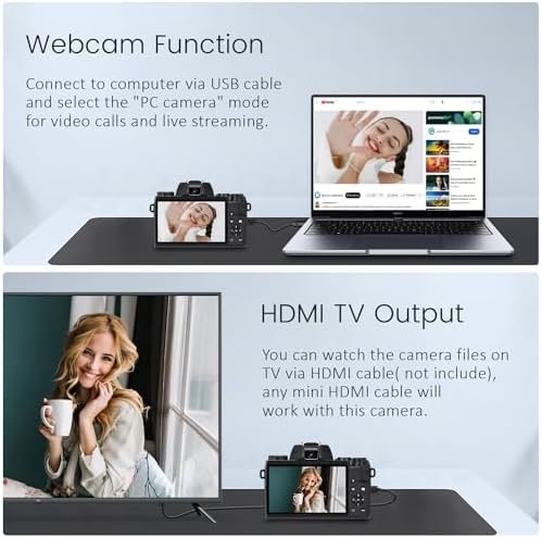 Saneen Digital Camera, 4k Cameras for Photography & Video, 64MP WiFi Touch Scree... - Image 4