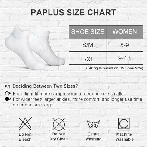 PAPLUS Ankle Compression Socks for Women 6 Pairs, Running Socks with Heel Tab, C... - Image 3