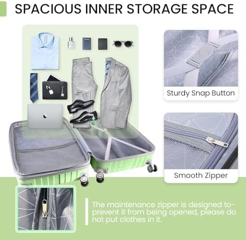 AnyZip Luggage Sets Expandable PC ABS 3 Piece Set Durable Suitcase with Spinner ... - Image 6